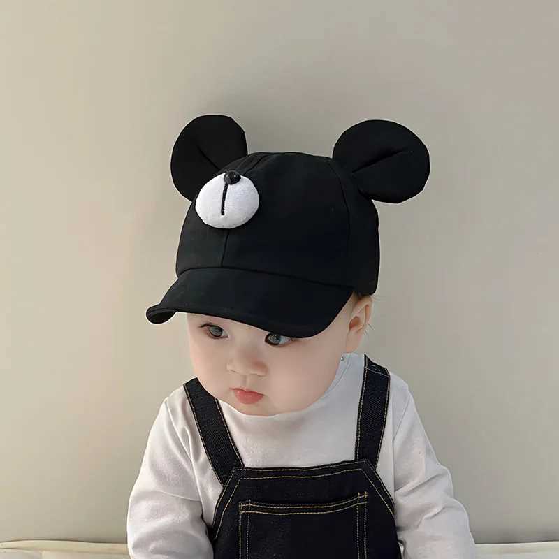 Korean Baby Cap Cute Big Ears Infant Boys Girls Baseball Cap Soft Eaves Cotton Toddler Kids Peaked Hat Solid Color Sun Hats R250512