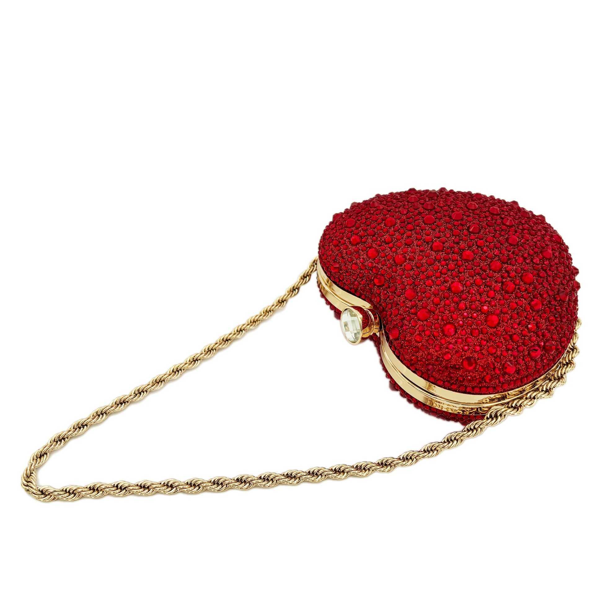 Banquet bag fashionable full diamond hand-held shoulder bag crossbody bag personalized hand-held bag wedding bag style love