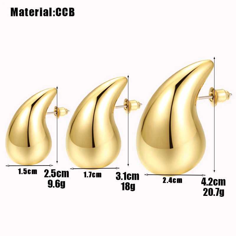 Light Weight CCB Gold Plated Water Drop Stud Earrings for Women Statement Chunky Dome Teardrop Earrings Y250510