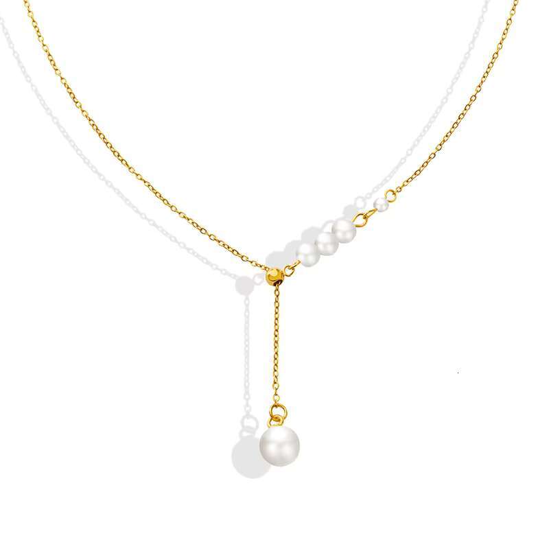 Minimally designed fashionable jewelry with original stainless steel gold-plated pearl pendant for women's necklace