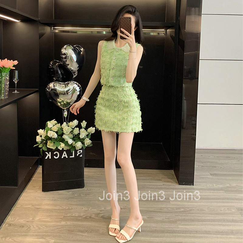 Fashion Set for Womens Summer Slimming Temperament Salt Based Light Mature Petite Internet Famous Explosive Street Short Skirt Two-piece Set