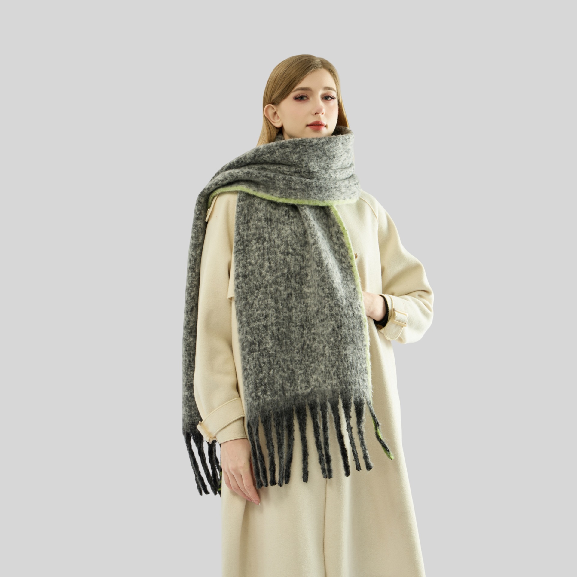 K705 Cross-border European and American fashion simple versatile neck scarf thick contrast color scarf