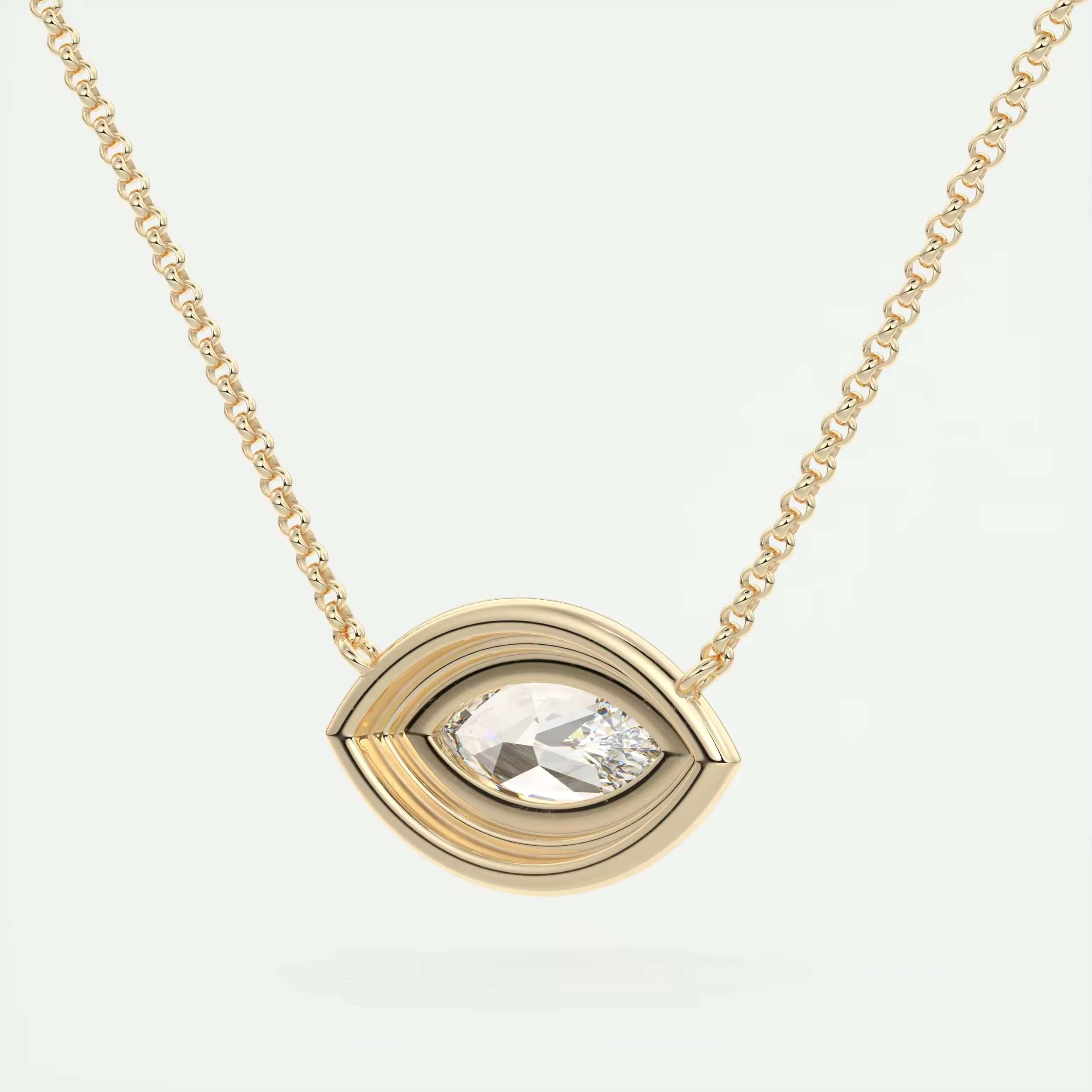 Classic style necklace, laboratory grown, Marquess of the Marquess's cutting, frame inlay, women's pendant necklace