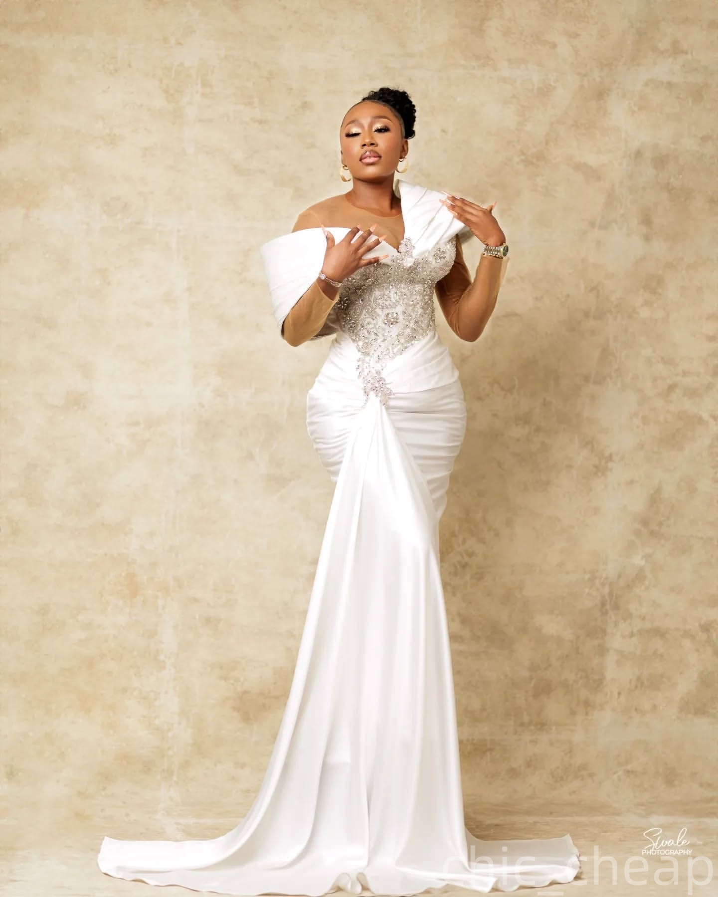White Mermaid Plus Size Prom Dresses 2025 Lace Crystals Satin Full Sleeves Evening Formal Party Second Birthday Engagement Gowns Dress For Special Occ