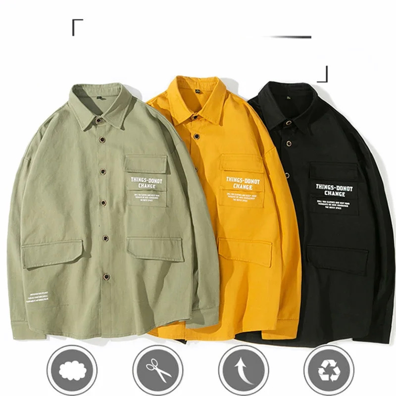 2024 autumn freight shirt mens casual multi pocket street clothing long sleeved Korean fashion cotton 250506Z