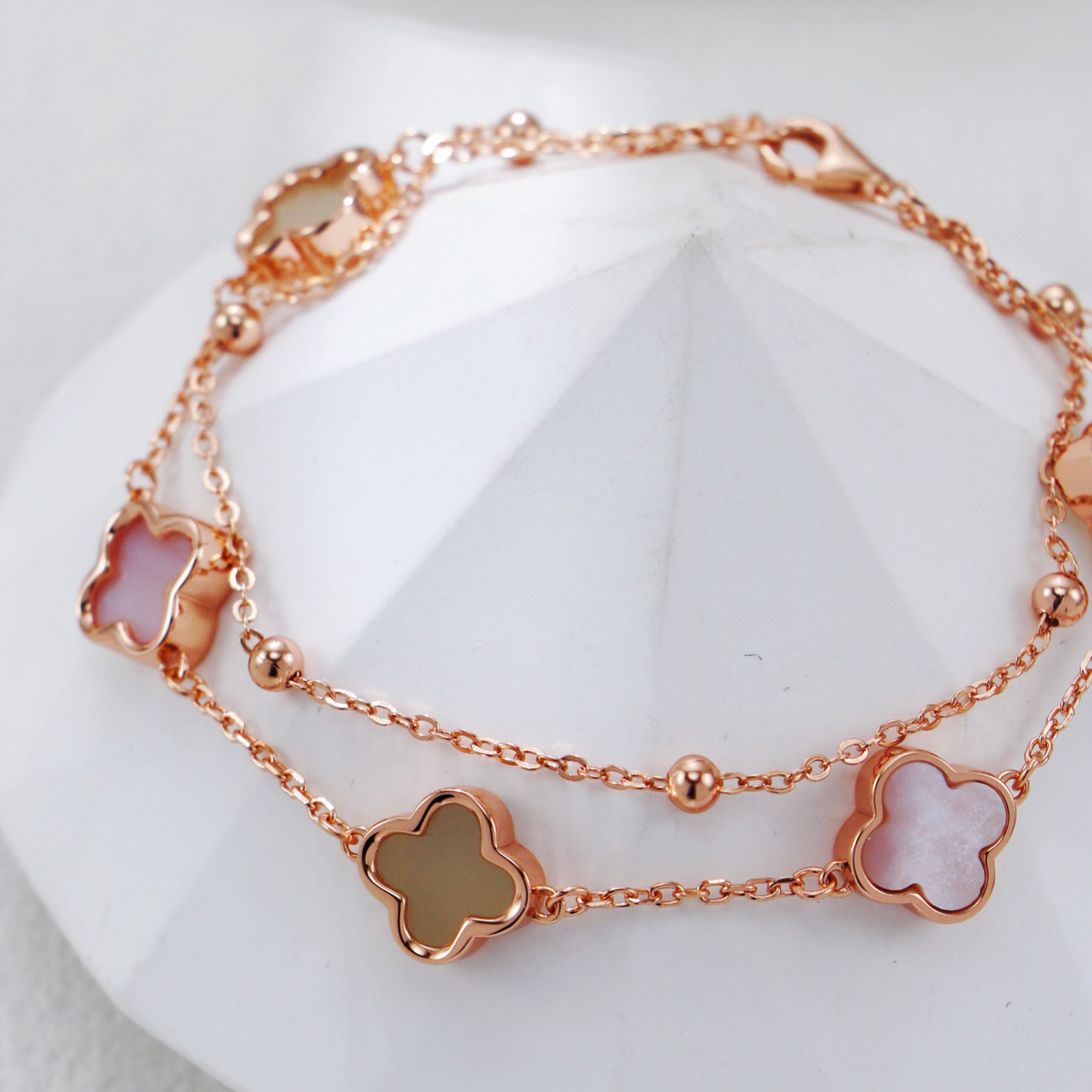 VOBIPY Clover bracelet For Women Hetian jade white shell 925 silver bracelet fashion designer jewelry Classic Engagement birthday Mother's Day gi