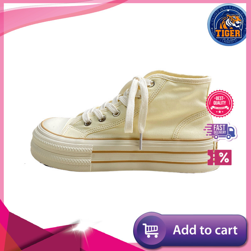 Ddmytiger Summer Breathable Student High Top Canvas Women S Thick Sole Heightened Small White Board Light And Thin Mango Big Head Casual Single Shoes 