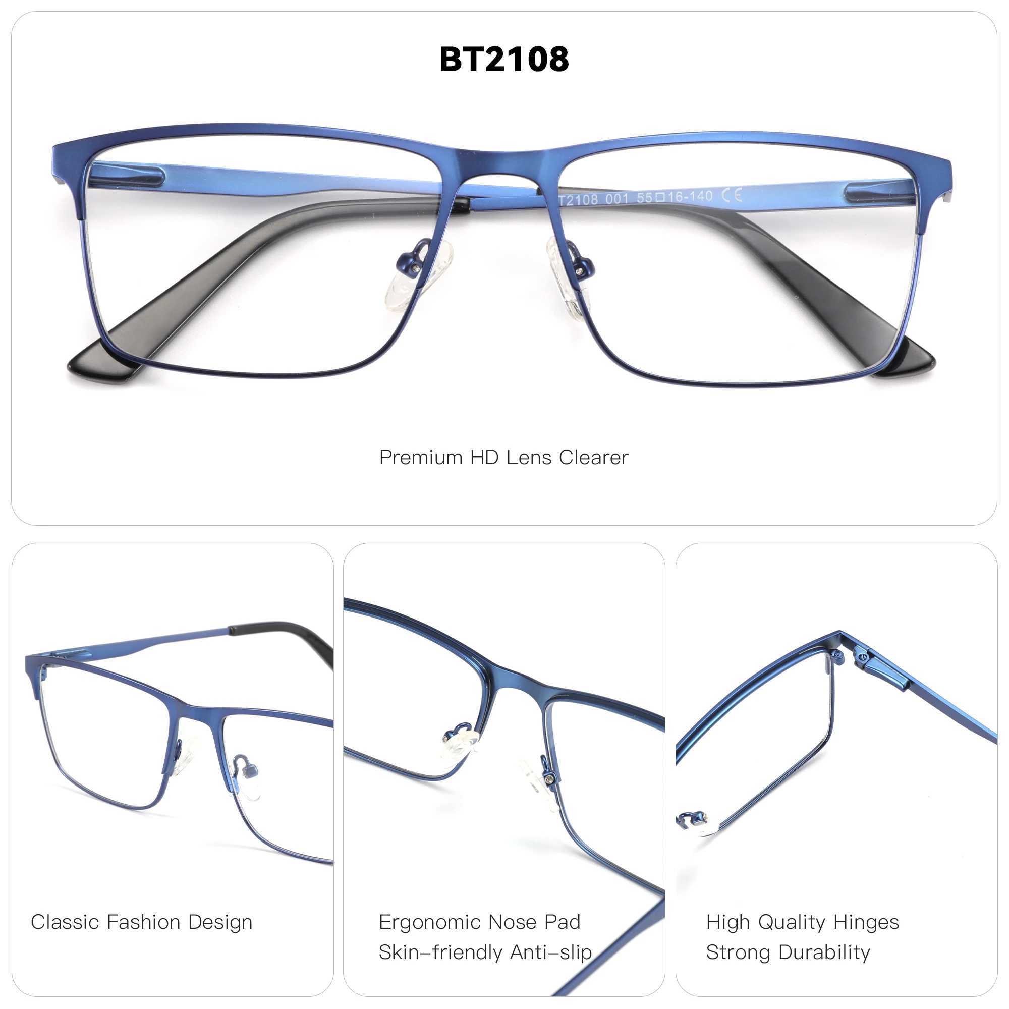 ZENOTTIC Alloy Square Progressive Prescription Glasses for Men Anti Blue Light/Photochromic Optical Eyeglasses W250513
