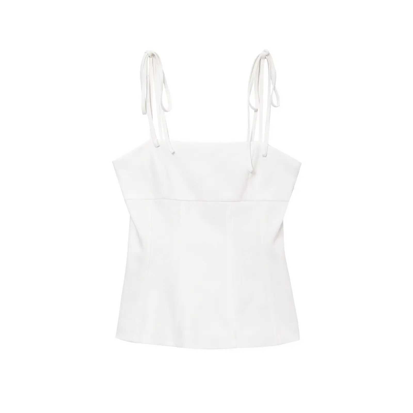 UNIZERA womens top with sexy bow decoration straight neck elastic suspender vest temperament summer new short top M250513