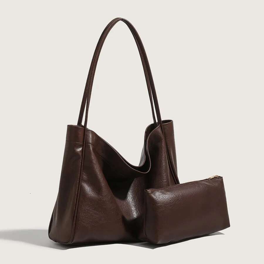 Women's Leather Tote Vintage Large Capacity Commuter High Quality Casual Shoulder Brand Name Bag Handbag