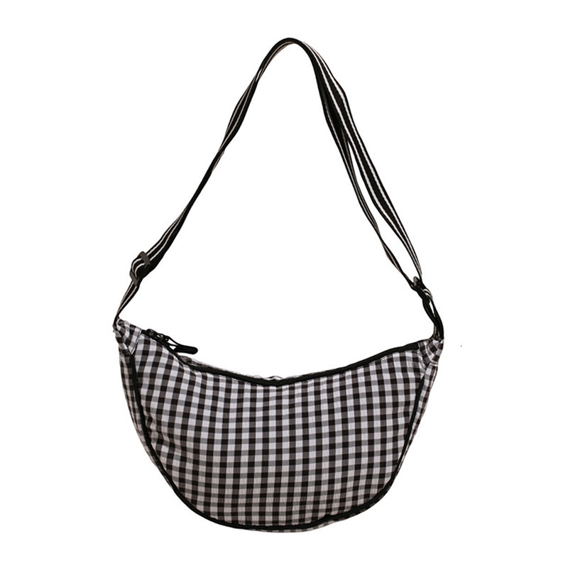 Fashion plaid contrasting color hand-held crescent women's 2025 summer new artistic shoulder versatile crossbody bag