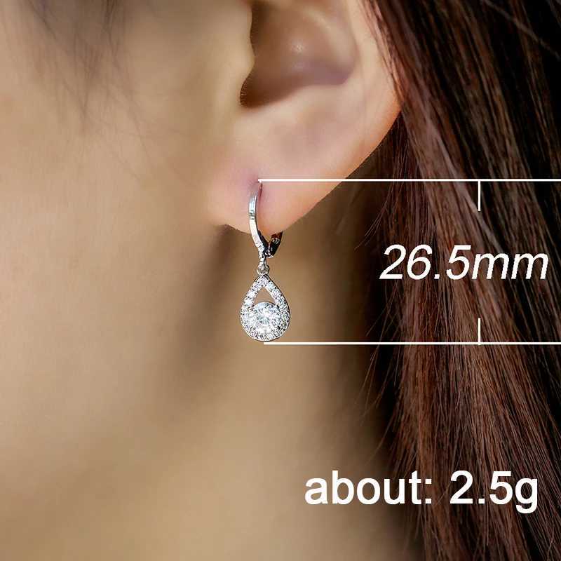Huitan White/Blue/Green/Red CZ Dangle Earrings Women Fashion Pear Shape Charm Silver Color Simple Stylish Female Ear Jewelry Y250510