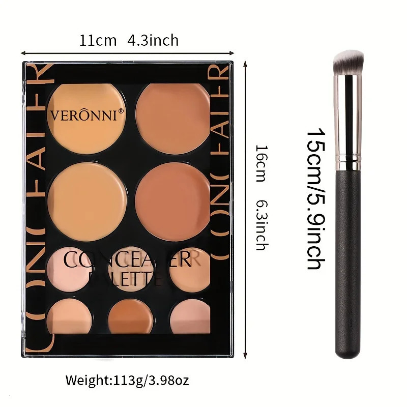 2pcs Concealer Palette with Brush Set Silky Texture High-Coverage Concealer Face Contour Palette Set 250512