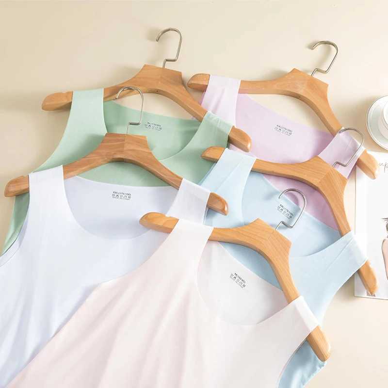 Women Crop Tops Sexy Solid Camisole Ice Silk Tube Top Seamless Sports Tank Top Sleeveless T-shirt Crop Top Bottoming Undershirt M250513