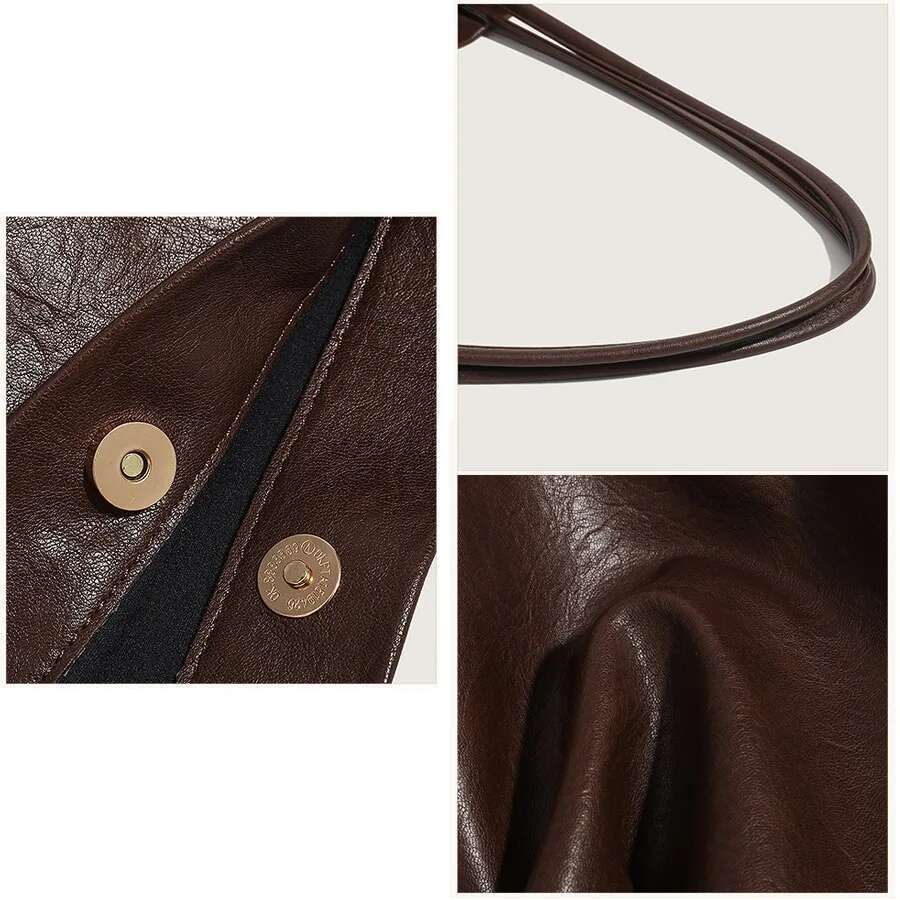 Women's Leather Tote Vintage Large Capacity Commuter High Quality Casual Shoulder Brand Name Bag Handbag