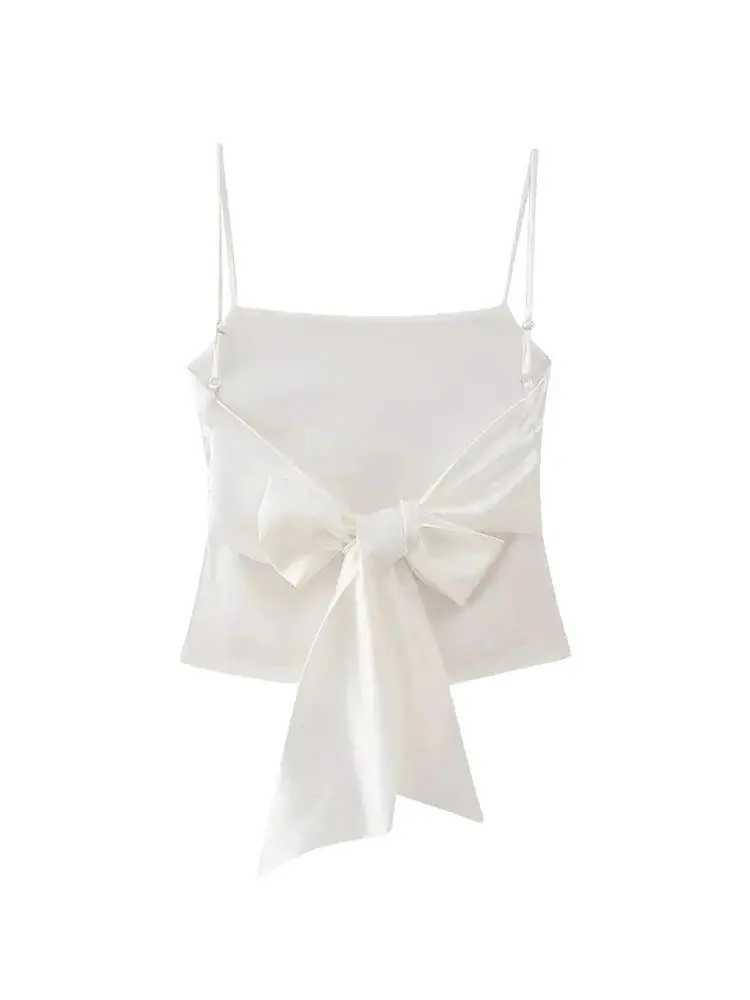 TRZA-Womens Tank Tops with Tied Back Straight Neck Adjustable Thin Straps Female Camis Sexy Fashion M250513