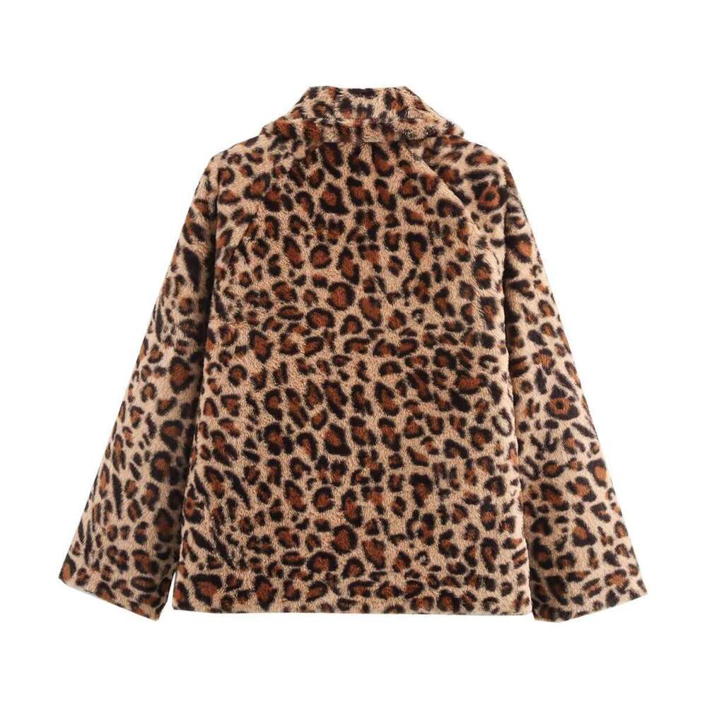 New European and American style lapel reversible leopard print ing quilted cotton warm jacket