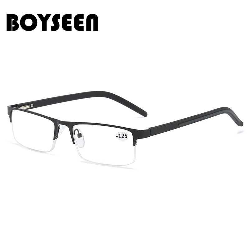 BOYSEEN Titanium alloy Nearsighted Glasses Non spherical 12 Layer Coated Minus lenses Business Myopia Eyeglasses -0.5 -1.0 -1.25 W250513