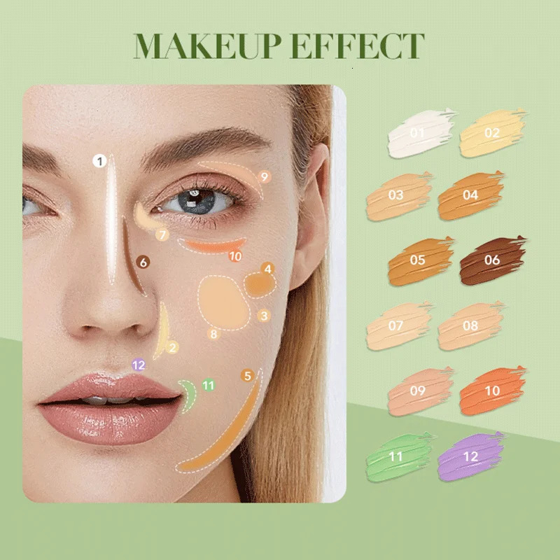 IMAGIC 12-Color Concealer Foundation Cream Covers Marks Dark Circles Full Coverage Suit for All Skin Primer Makeup Cometics 250512