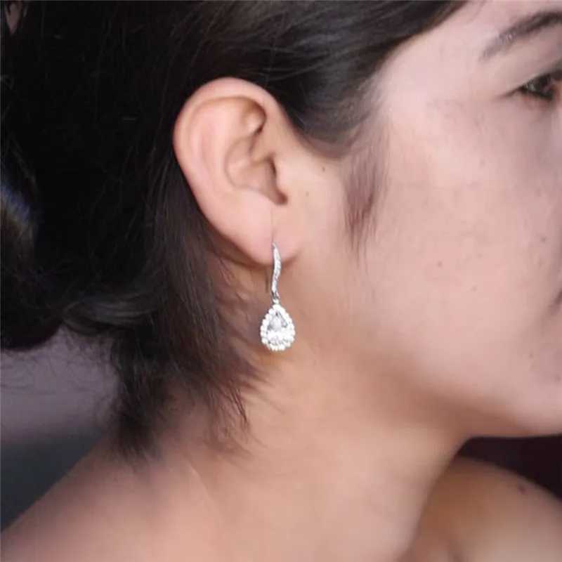 Huitan Classic Drop Earring for Women White/Blue/Purple CZ Stone Wedding Engagement Party Accessories Simple and Elegant Jewelry Y250510