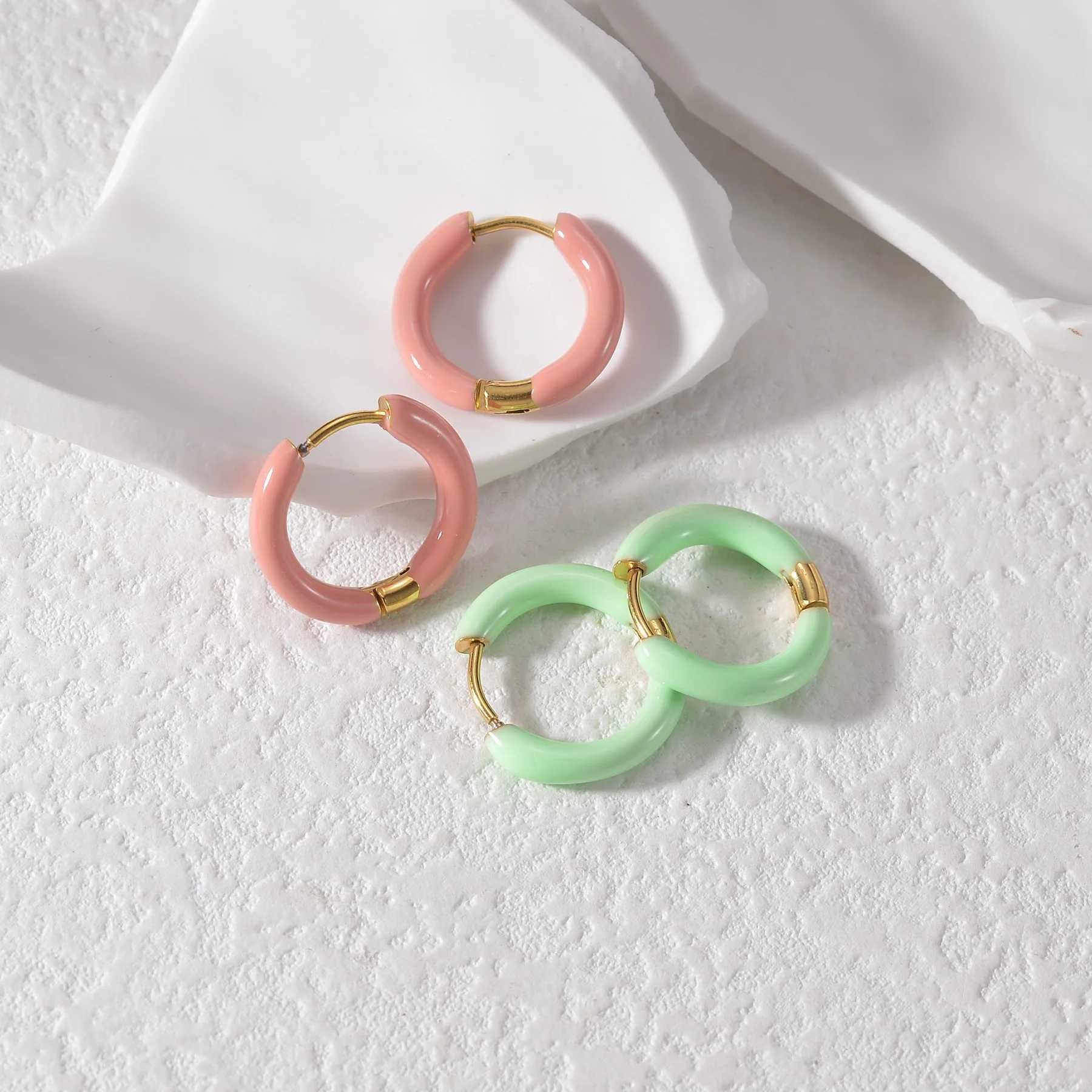 Summer Fresh Candy Colored Round Ear Rings For Women Simple Japanese Style Earrings Fashion Sweet Girl Jewelry Accessories Gifts Y250510