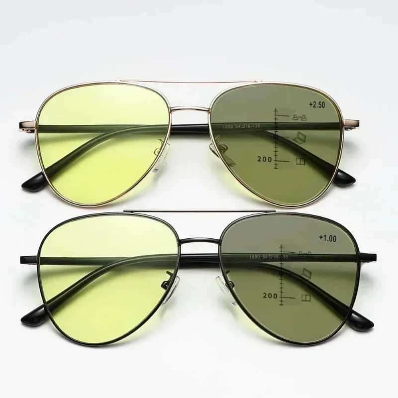 Progressive Multifocal Reading Glasses for Women Men Fashion Trend Color Changing Night Vision Eyewear Prescription Sunglasses W250513