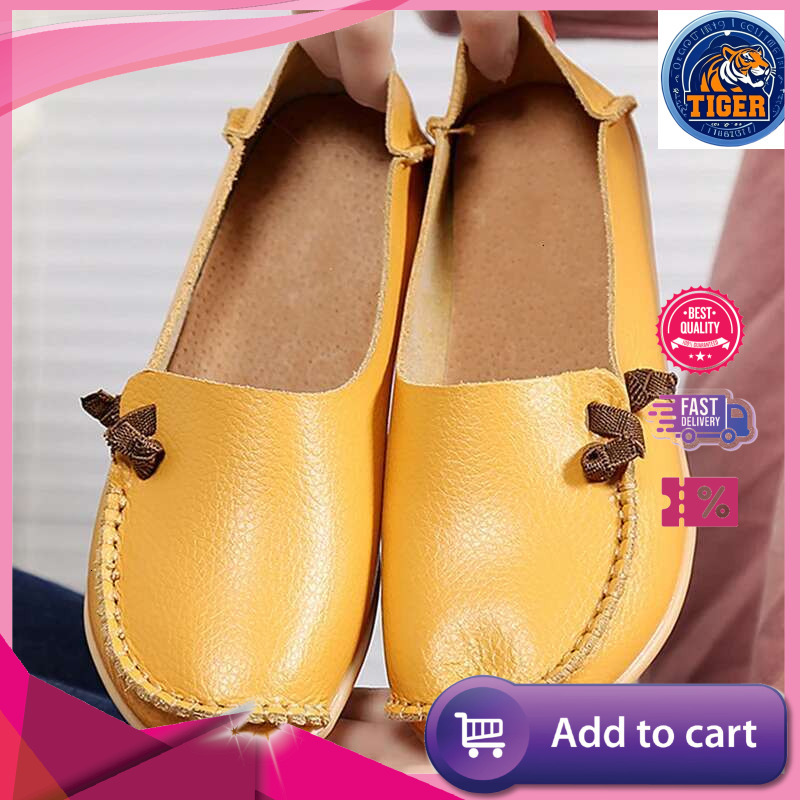 Ddmytiger Leather Flat Bottom Ladies Casual Mom Soft Loafers Women S Shallow Summer Comfort Flats Nursing Shoes Female Outdoor Shoes