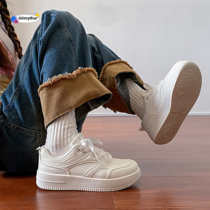 2024 Spring Autumn New Korean Edition Versatile Sports and Leisure Ins Trendy College Style Board Women, White Shoes for Women ddmythur