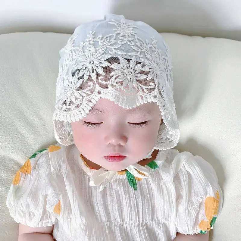 Lace Embroidery Flower Baby Hat Summer Breathable Mesh Infant Girl Bonnet Cap Newborn Photography Props R250512