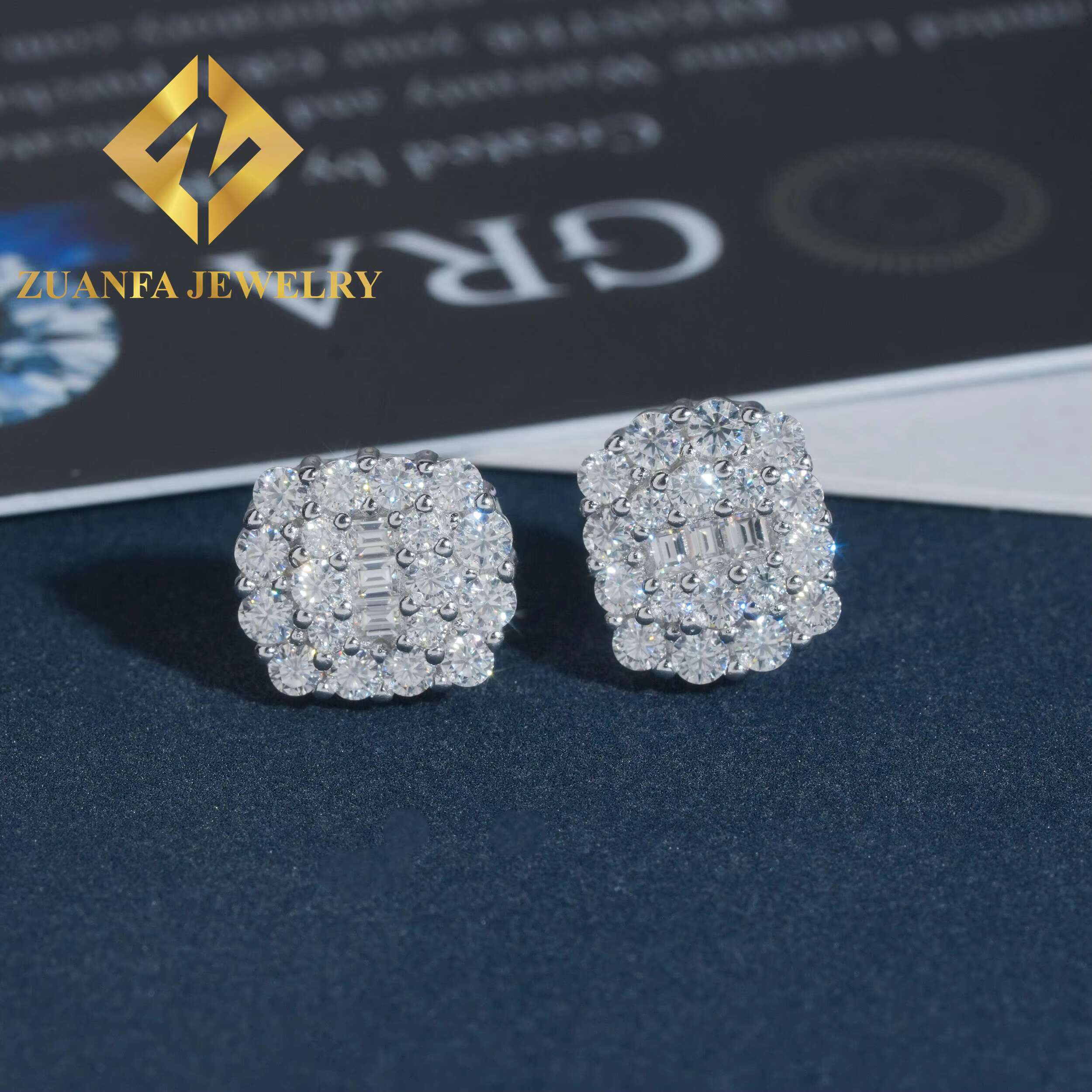 Wholesale Price Stud Earring Hip Hop 925 Sterling Silver Pass Diamond Tester GRA Certified Moissanite Luxury Stud Earring