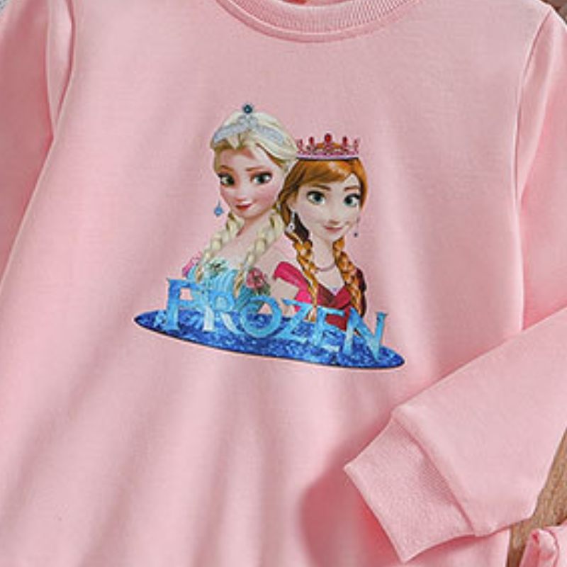 DISNEY Frozen Elsa princess baby designer clothes Girls' Spring Autumn Cotton Suit baby Sweatshirt Sports Pants Two-piece Set.