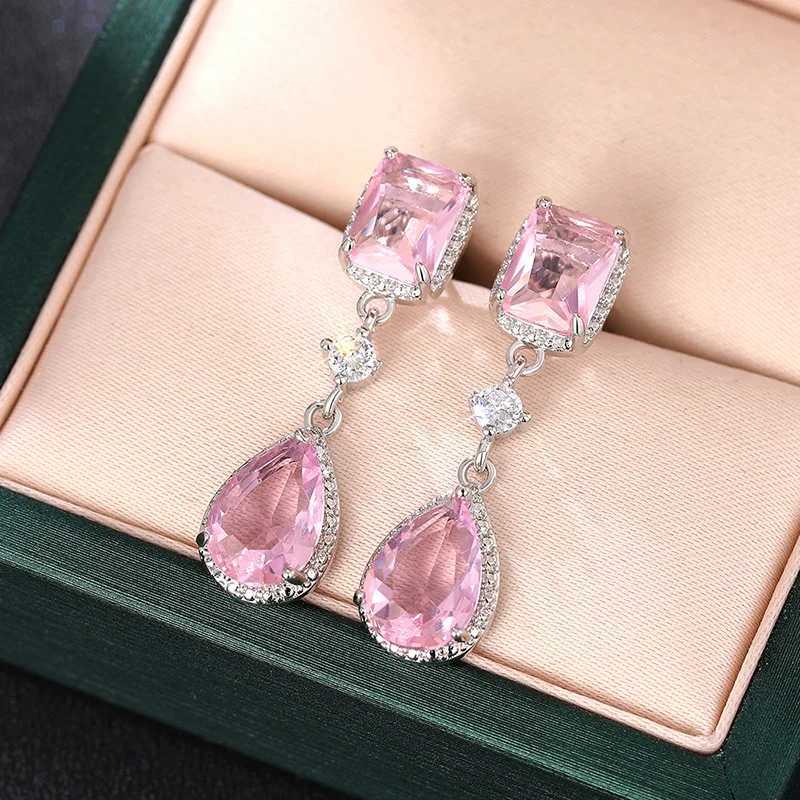 Luxury Female Earrings 925 Silver Needle Shiny Waterdrop Zirconia Earrings for Women Fashion Statement Bride Jewelry Gift Y250510