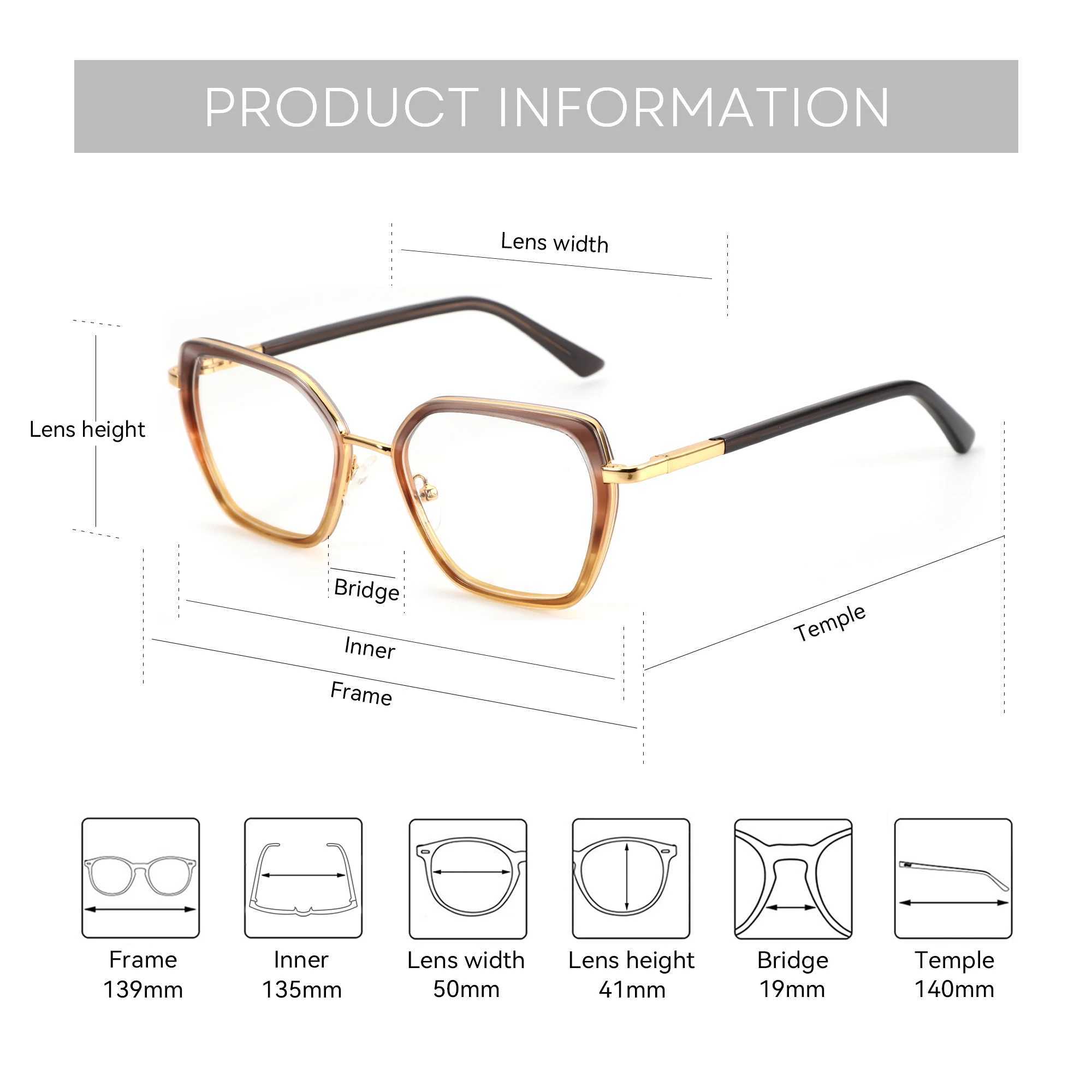ZENOTTIC L Size Fashion Acetate Prescription Glasses For Women Hip Polygonal Design Progressive/Photochromic Optical Eyewear W250513