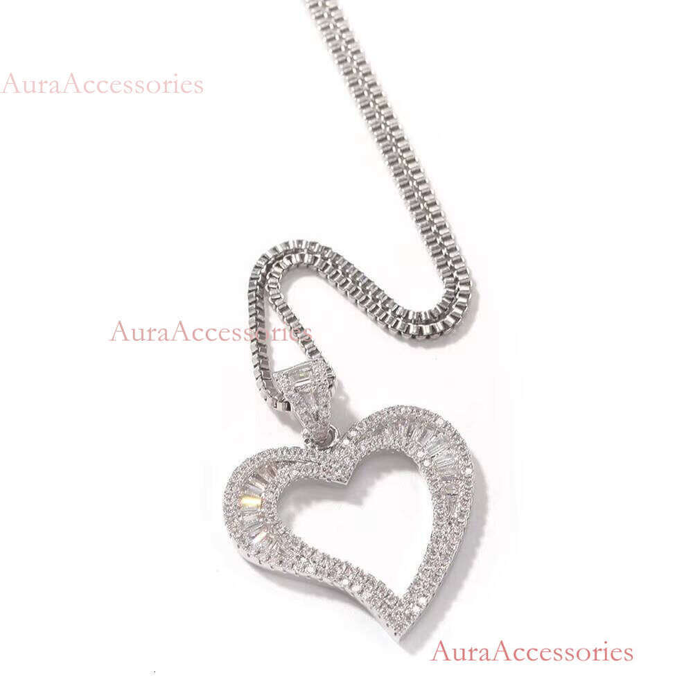 Uwin Mini Hollow Heart Pendant Iced Out Bling Charm With Box Chain Statement Necklace Men Women Hip Hop Chains Jewelry Gift
