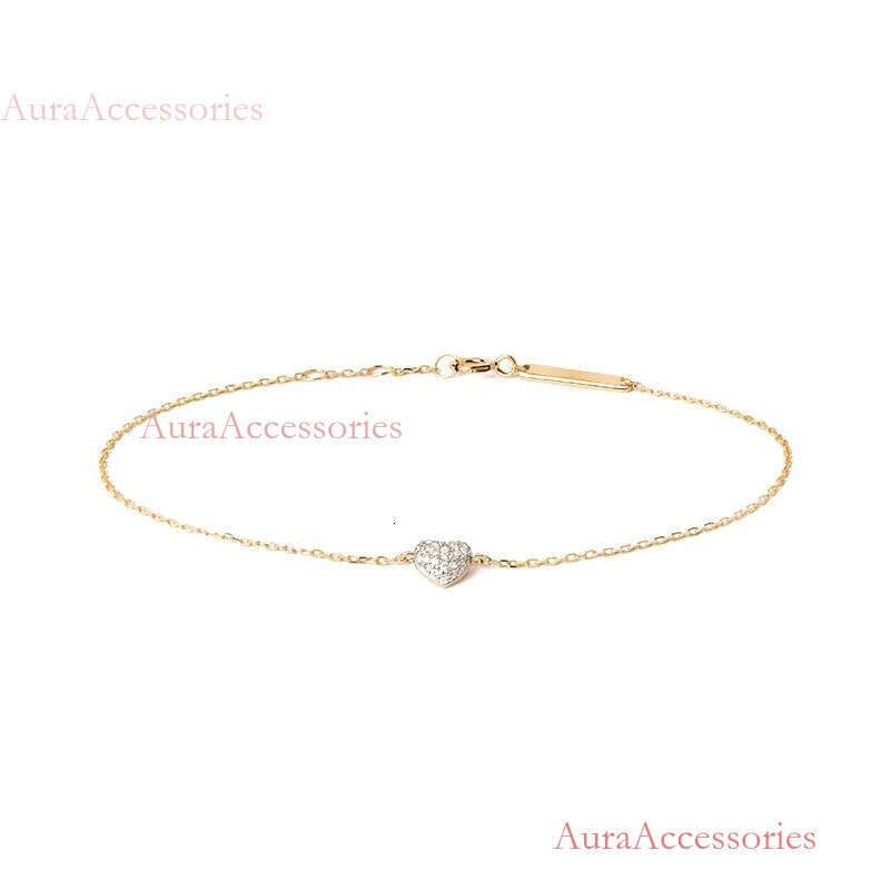 Wholesale Custom Jewelry Sterling Sier Pave Cubic Zirconia Gold Plated Heart Shaped Italian Charm Bracelet for Girls