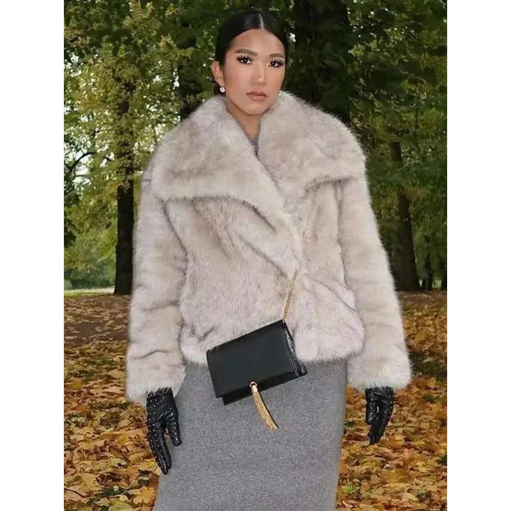 SIYANG Autumn Winter Women Casual Faux Fur Jackets Fashion Streetwear Solid Oversized Turn Down Collar Elegant Thick Coats