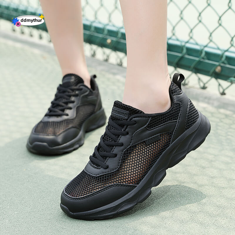 2025 Summer New Versatile Sports Large Mesh Breathable Hollow Women's Casual Shoes Korean Version Lace ddmythur