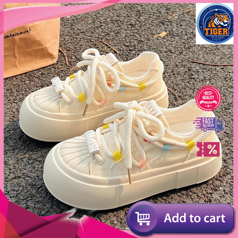 Ddmytiger Canvas Women In Spring And Summer Breathable New Style Thick Soled White For Niche Shell Toe Casual Board Shoes Outdoor Shoes