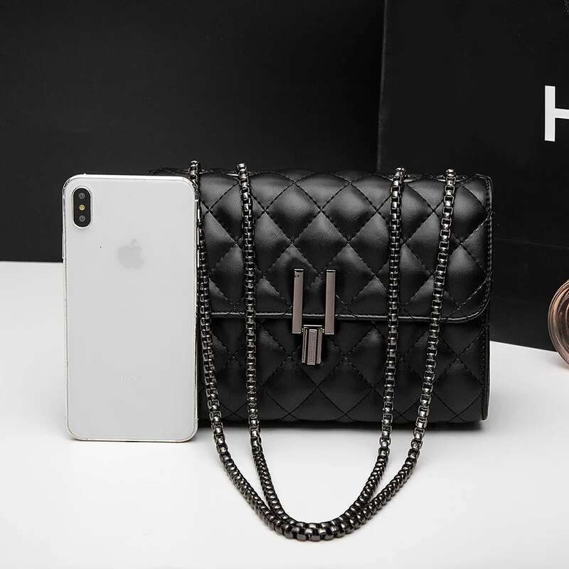 Fashion Lingge Square Women's Shoulder Quilted Detail Chain Full Bag Crossbody Bag, Flip Wallet