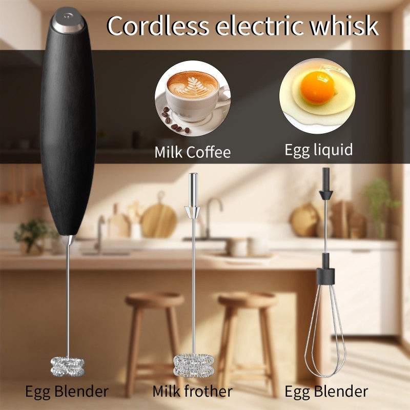 New electric mixer with two stainless steel mixing heads and a dedicated stand, easy to beat coffee foam and cream, delicate and dense, powered by 1 p