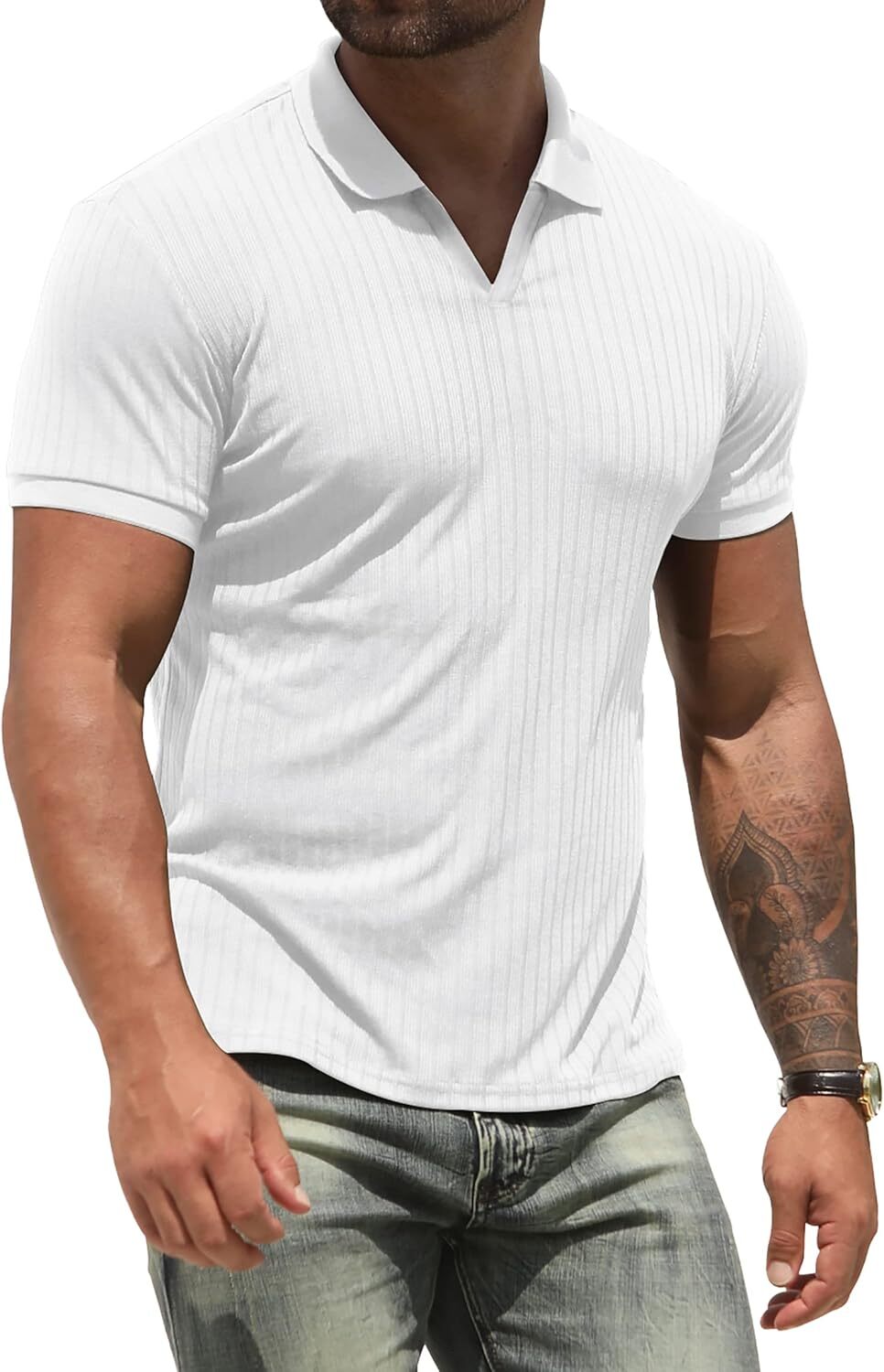 Mens Polo shirt Polo Shirts for Men V Neck Slim Fit Short Sleeve Performance Golf Shirt Soft Tees Polos shirts tshirt Casual tops summer clothes