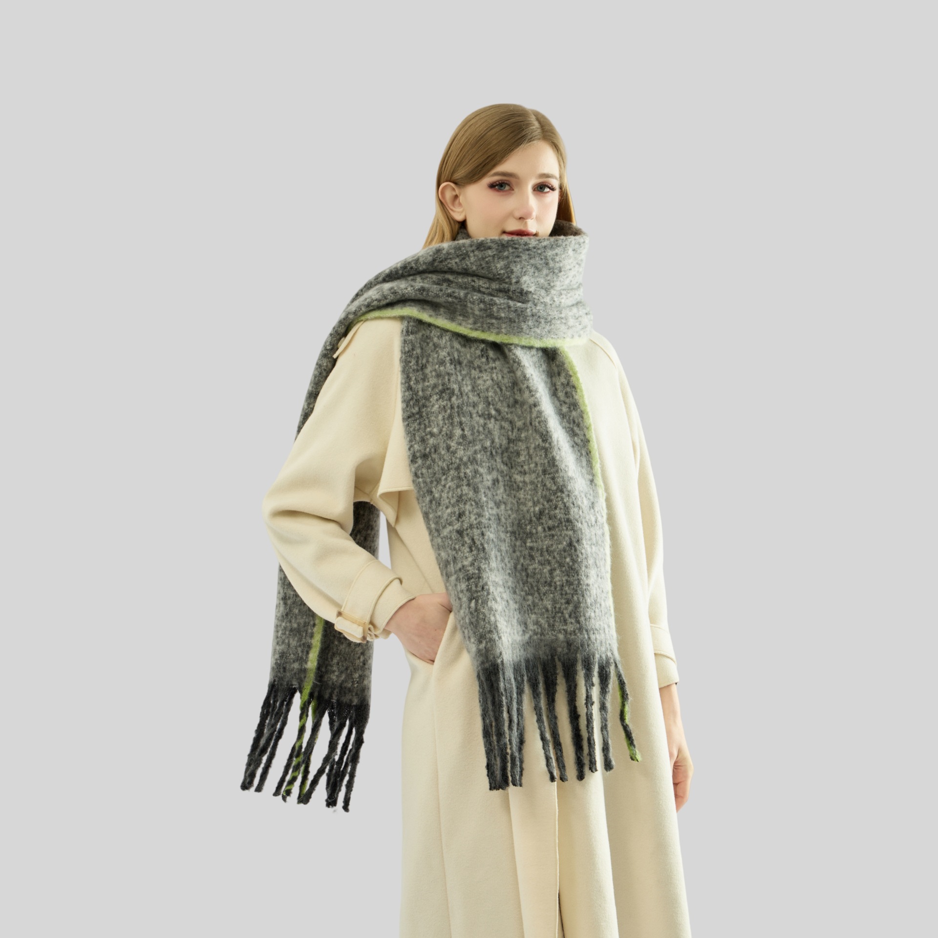 K705 Cross-border European and American fashion simple versatile neck scarf thick contrast color scarf