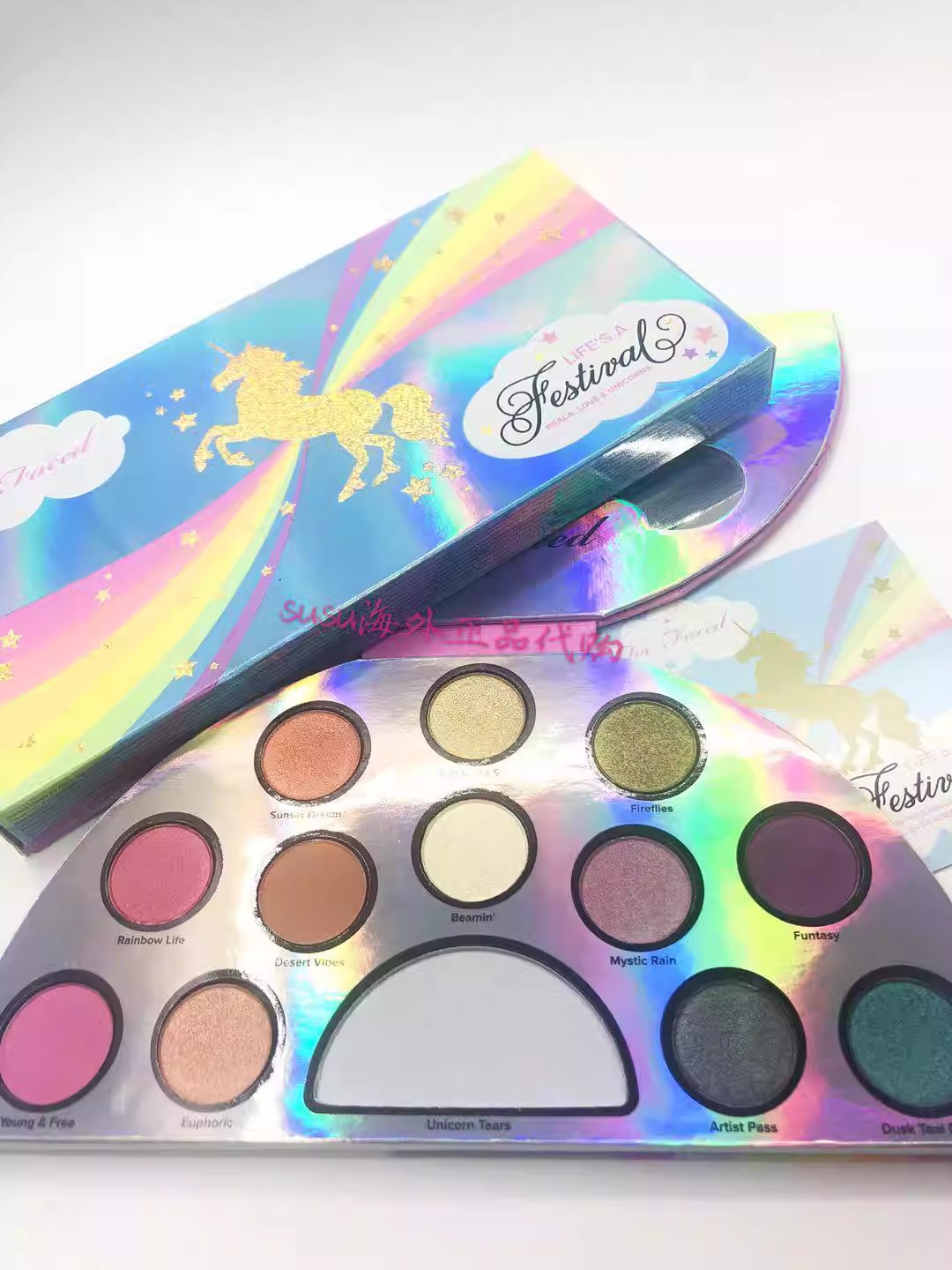 Stock Life's A Festival Unicorn Rainbow 12 Color eye shadow Plate