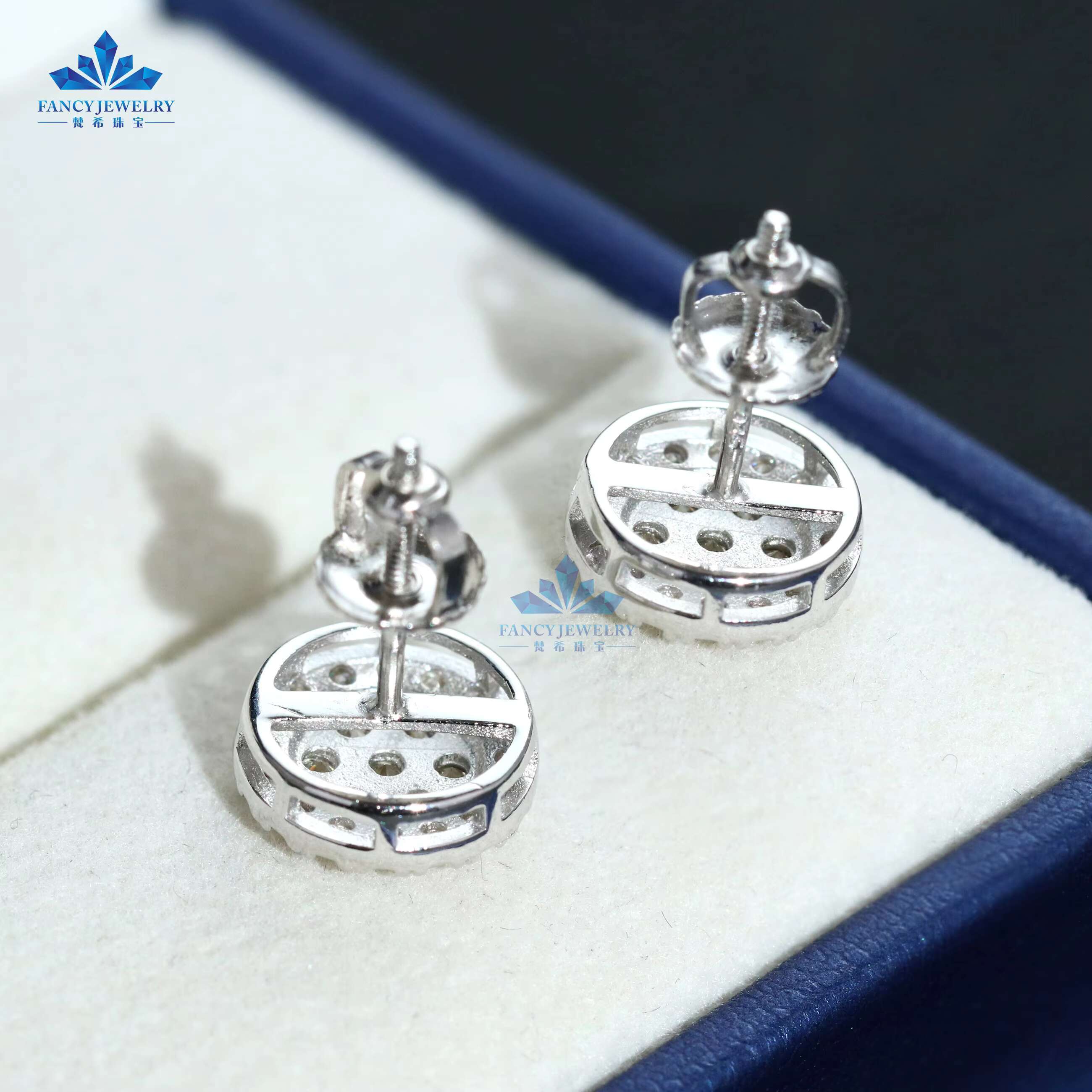 In Stock Classic Hip Hop Style Pass Diamond Tester 925 Silver Gold Plated VVS Diamond Moissanite Flower Stud Earrings Cluster