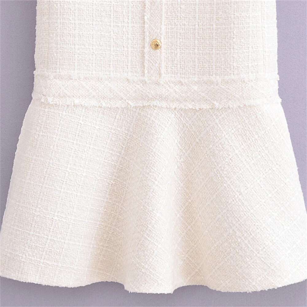 Taop&Za Spring New Product Women's Fashion Casual Round Neck Sleeve Textured Short Dress