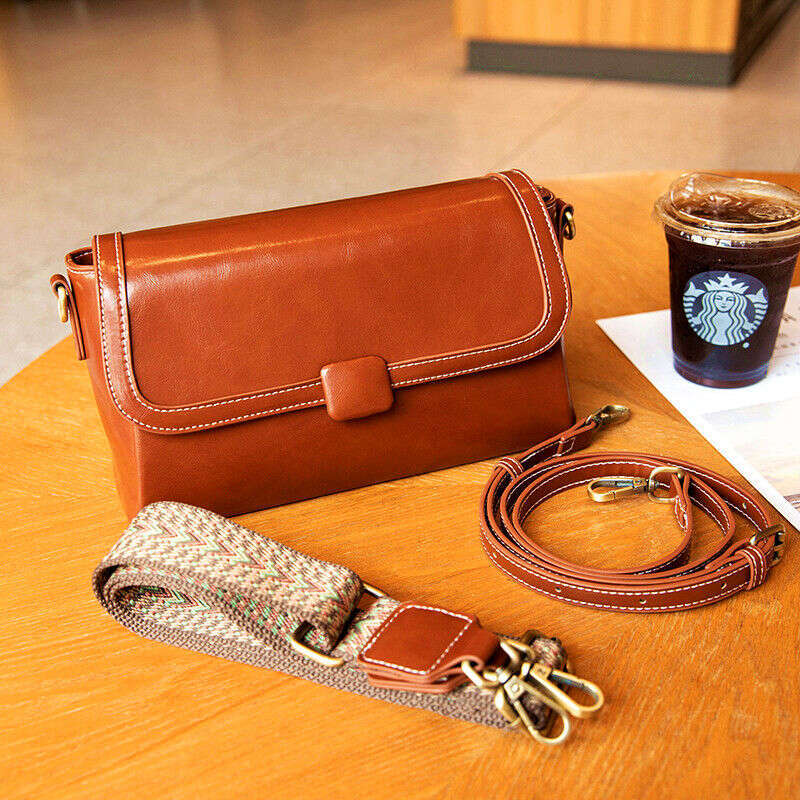 Genuine leather women's 2025 new fashionable cowhide versatile commuting simple and stylish small square bag single shoulder crossbody bag