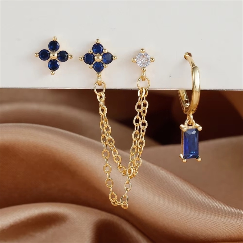3PCS Exquisite Stainless Steel 12 Birthstone Earrings Set for Woman Cartilage Piercing Earrings Fashion Jewelry 250512