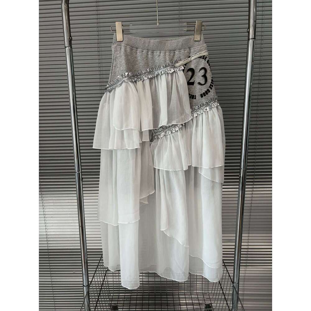 New fashion letter printed hooded sweatshirt for spring 2025, with design sense and a patchwork skirt