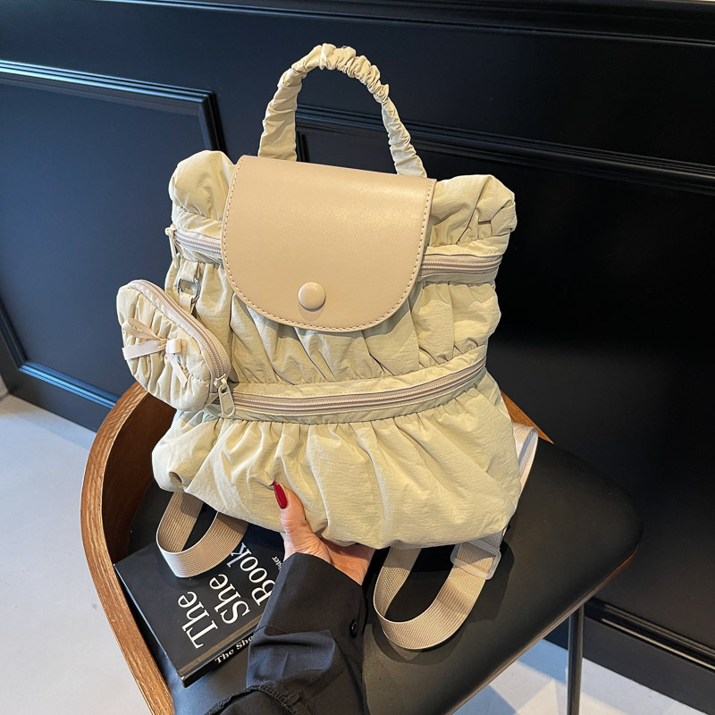 Korean Ins Trendy Casual Student 2025 New Fashionable and Versatile Folding Backpack Large Capacity Shoulder Bag