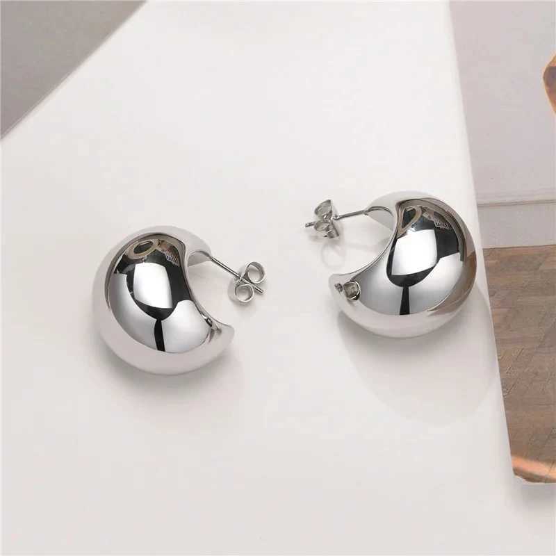 Vintage Plated Gold Smooth Metal Earrings for Women Glossy Shiny Waterdrop Earrings Exaggerated Fashion Jewelry Party Gift Y250510